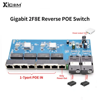 100/1000M Atvirkštinio POE Pluošto Ethernet Switch 20km 2F8E Gigabit PCBA metro placa Regos Media Converter Valdybos Output12V 1310/1550nm