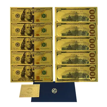 10vnt 100 JAV Doleris Aukso Folija Banknotų Bill Jungtinių Amerikos valstijų Sidabro dolerio banknotų Korteles Kolekcija