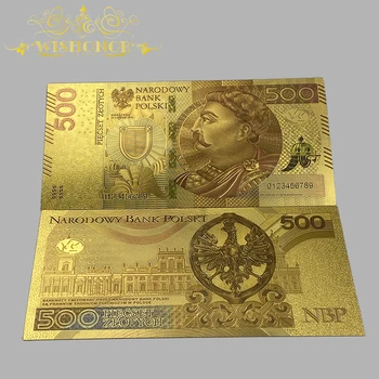 10vnt/daug Naujų Spalvų Lenkija Banknotų 50 100 200 500 Zlotų Banknotų į 24K Auksu Surinkimo