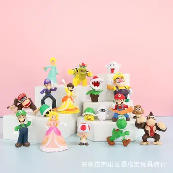 18pcs/set Antros kartos Super Mario Bros Luigi Yoshi Donkey Kong Wario Grybų Princesė Modelis Animacinių filmų Žaislai Vaikams X-mas Gifts