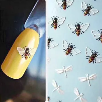 1pc 3D Akrilo Graviruotas Natūralus bičių Nagų Lipduką Nagų Vandens Lipdukai Mados Empaistic Nagų Vandens čiuožykla Decalsi Z094