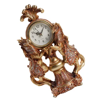 1pc Derliaus Dual Arklių Laikrodis Puošmena Europos Stiliaus Laikrodis Stalinis Laikrodis Apdailos Namų Laikrodis Ornamentu