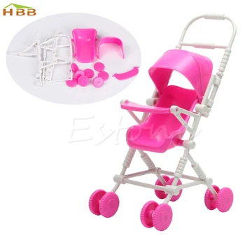1pc Top Brand Asamblėjos Kūdikio Vežimėlį Trolley, vaikų Darželio Baldai, Žaislai, Lėlės, Rausvos spalvos, Aukštos Kokybės #046