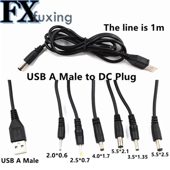 1Pc USB A Male 2.0*0,6 mm 2.5*0.7 mm 3.5*1.35 mm 4.0*1,7 mm 5.5*2.1 mm 5.5*2.5 mm 5V DC Plug Kabelio Jungtis 5521 5525 4.0x1.7 2507