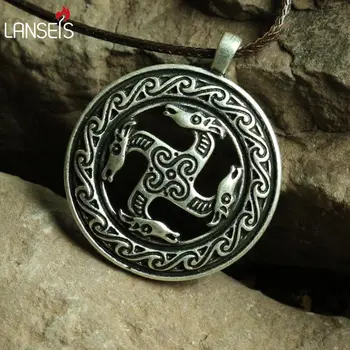 1pcs Svastika Pferde susijęs su Dievo Frey Senovės Šventas Simbolis viking vyrų Karoliai Pakabukas amuletas papuošalai
