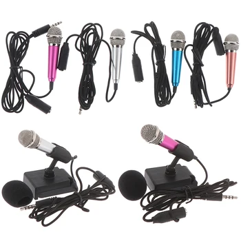 1Set Nešiojamų 3.5 mm Stereo Studio Mic KTV Karaoke Mini Mikrofonas mobiliojo Telefono, Nešiojamojo KOMPIUTERIO Darbalaukį Mažas Dydis