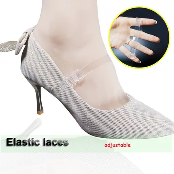 2 Poros Nematomas dirželiai silikonas skaidrus, ne nuleisti batai fiksuotojo šokių bateliai aukštakulniai elastinės juostos batų priedai