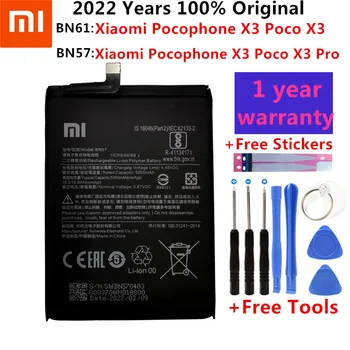 2022 100% Originalus Xiao mi BN57 BN61 6000mAh Telefono Baterija Xiaomi Pocophone X3 Poco X3 Pro Pakeitimo Baterijas + Įrankio