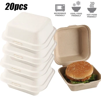 20pcs Vienkartinius ekologiškus Bento Box Miltų Laikymo Maisto Ruošimo Priešpiečių Dėžutė Vaisių Salotos Hamburger Torto Pakuotės, Dėžutės Writable