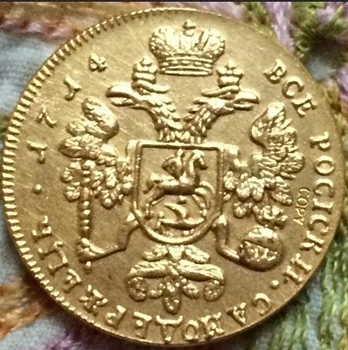 24K auksu 1714 rusijos monetas 2 Ducat kopijuoti 100% coper gamybos