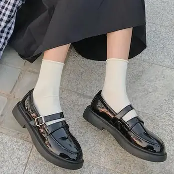 35-44 didelio dydžio moteriški batai 2021 m. vasarą korėjos versija mažas odos batai Japonijos 41 didžiosios Britanijos vieną batai juoda 42 moterys