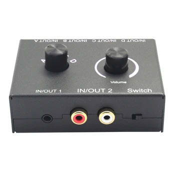 4 Port Garso Jungiklis, 3.5 mm Audio Switcher, Stereo AUX Garso Selektoriaus, 4 Įvesties 2Output/2Input 4 Išėjimo Audio Switcher Dėžutę