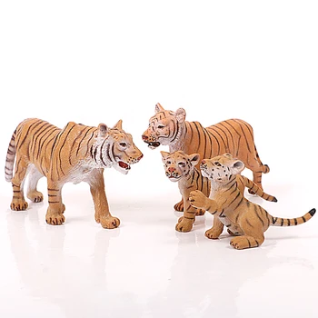 4PCS Realus Tigras Šeimos Laukinių Gyvūnų modelius, duomenys Žaislinių Tigrų Jauniklius Gyvūnų Figūrėlės namų dekoro statulėlės Dovana Vaikams