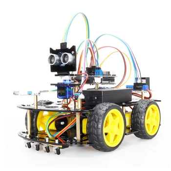 4WD Smart Automatikos Robotas Automobilių Rinkiniai Arduino Projekto Modernizuotos Labai Smagu Programavimo Pilna Versija Set +e-Rankinis ir Kodai