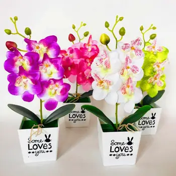 50%HOTArtificial Gėlės Phalaenopsis Orchidėja Bonsai Netikrą Gėlės Vazonuose Darbalaukio Papuošalai Namų Puošybai Vestuvių Papuošalai