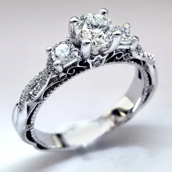 90% NUOLAIDA Derliaus Trys akmens Lab Deimanto Žiedas Nekilnojamojo 925 sterlingas sidabro Dalyvavimas Vestuvių juostoje Žiedai, Moterų, vyrų, Šaliai, Papuošalai