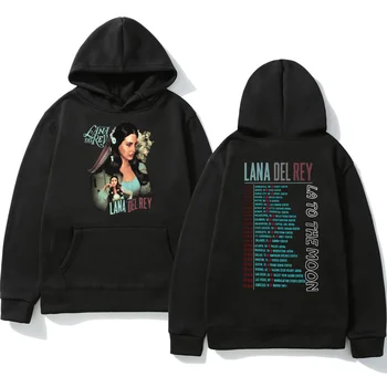 90-ųjų Dainininkė Lana Del Rey La Į Mėnulį Kelionių Spausdinti Hoodie Hip-Hop Vintage Mados Atsitiktinis Megztinis Harajuku Palaidinukė Streetwear