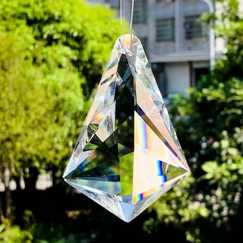 90mm Šviestuvo Dalis Kabantys Krištolo Stiklo Meno Crystal Prism Briaunotas Vaivorykštė Maker Suncatcher 