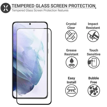 9H Screen Protector For Samsung Galaxy S22 Plius S22+ S22Plus 5G Grūdintas Stiklas Juodos Krašto Apsaugos Glass Ekrano Apsauga