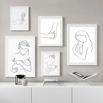 Abstrakti Minimalistinio Drobė Spausdinti Tapybos Motina ir Kūdikių, Vaikų Meno Piešinys Plakatai Sienos Meno Darželio Dekoratyvinis Nuotraukas