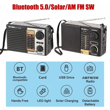 AM, FM, SW Avarinio Radijo Portable Bluetooth 5.0 Pagalbos Žibintuvėlis Baterija Radijo Stereo Imtuvas Saulės Radijas su Garsiakalbiu