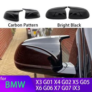 Anglies Pluošto Atrodo Juodas galinio vaizdo Šoniniai Veidrodėliai padengti Dangteliai BMW X3 G01 X4 G02 X5 G05 X7 G07 X6 G06 2018-2023 M stiliaus perdanga