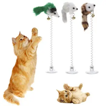 Animacinių filmų Naminių Kačių Žaislas Stick Plunksnų Lazdele Pelės Žaislas su Mini Bell Catcher Kibinimas Automatinė Interaktyvus Pet Stick Kačiukas Prekes