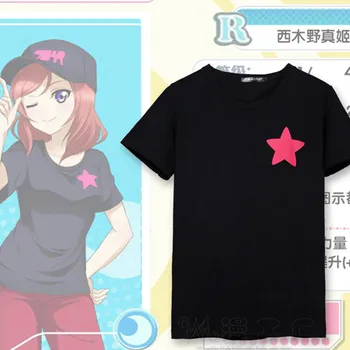 Anime Love Live Cosplay T-shirt Maki Nishikino marškinėliai Vasaros Medvilnės Trumpas rankovėmis Vyrams, moterims, Trišakiai viršūnės