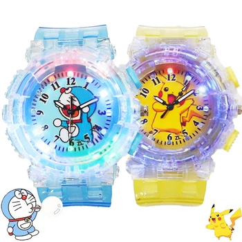 Anime Pokemon Pikachu Šviesos Laikrodžiai Kawaii Animacinių Filmų Psyduck Doraemon Vaikų Spalvinga Žiburiai Žiūrėti Riešo Žiūrėti Laikrodis Vaikams Žaislas