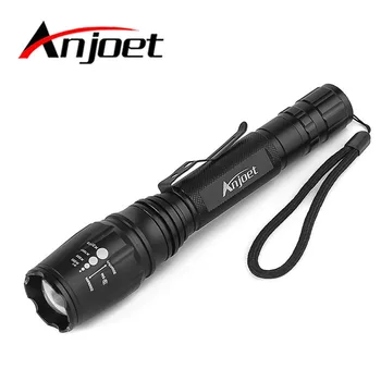 Anjoet Super Vandeniui XML-T6 LED Taktinis Žibintuvėlis Zoomable Žibinto Lemputė Šviesos 5-Mode Naudoti 2x18650 Medžioklės Kempingas lanterna