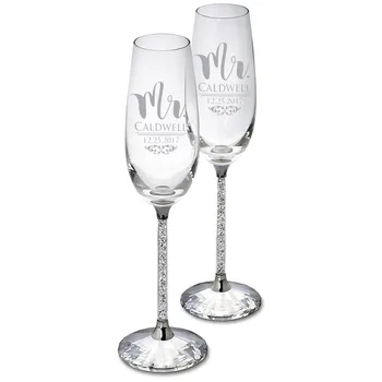 Asmeninį Vestuvių Akiniai su Dovanų Dėžutė Šampanas Fleitos Kristaliniai Šalies Geriamojo Graviruoti Copas De Cristal H1188