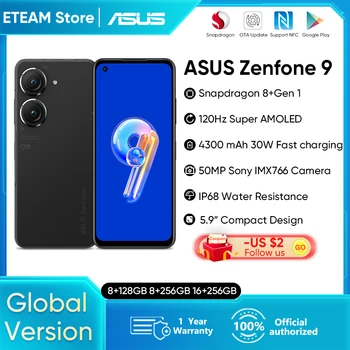 ASUS Zenfone 9 5G Išmanųjį telefoną Pasaulio Versija Snapdragon 8+ Gen 1 120Hz Super AMOLED 30W Greito Įkrovimo 50MP Pagrindinės Kameros Telefono