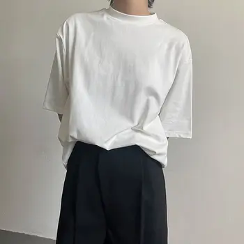 Aukštos Kokybės, Prabangos vientisos Spalvos marškinėliai Niša Įgulos Kaklo Japonijos trumpomis Rankovėmis T-shirt Vyrai Vasarą Laisvi Atsitiktinis Dugno