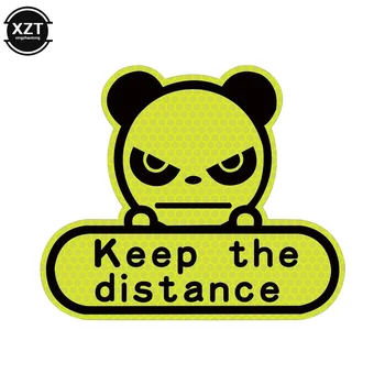 Automobilių Įspėjamieji Lipdukai Išlaikyti Atstumą Atspindintis Panda Lipdukai, Fluorescencinė Geltona Žalia Šešiakampis Korio Cartoon Automobilių Lipdukai