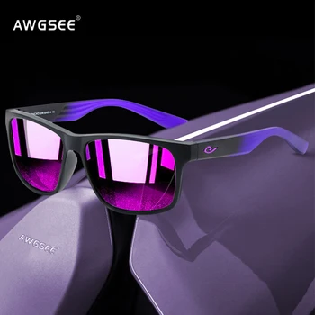 AWGSEE Naujas Klasikinis Poliarizuoti Akiniai nuo saulės Vyrams Aikštėje Violetinė Žalia Veidrodis Atspalvių UV Apsauga Vairavimo Sportas Saulės Akiniai Moterims