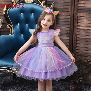 BH - 756A#Vaikų dėvėti Gėlių mergaitės suknelė Violetinė trumpa Kamuolys Suknelė Nėriniai Kalėdų Dieną Kostiumas šalis promenadzie suknelė pigūs didmeninė