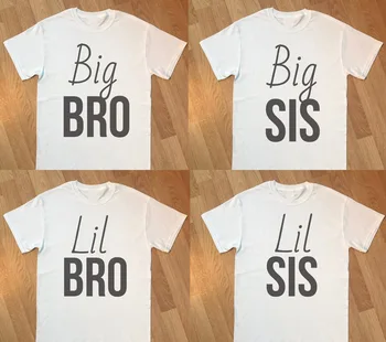 Big Bro Didelis Sis Lil Bro Lil Sis Kūdikių marškinėliai Vaikams marškinėliai Kūdikiui Dovanų Vasaros trumpomis Rankovėmis Šeimos Pacios Brolis ir Sesuo Tee
