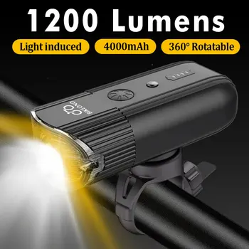 BIKEONO 4000 MAH 1200 Liumenų Dviračio Žibintas, Dviračio Lempos Priekiniai LED Šviesų USB Įkraunamas Žibintuvėlis Dviračiu, Lanterna