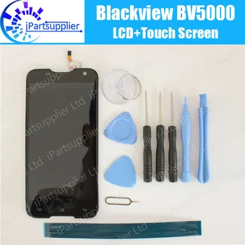 Blackview BV5000 LCD Ekranas+Touch Ekranas 100% Originalus LCD skaitmeninis keitiklis Stiklo plokštės Pakeitimas Blackview BV5000+įrankio+klijai