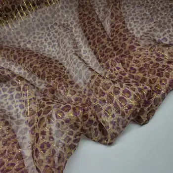 Bling Šilko Leopard Blizga Metalo Georgette Šifono Saree Audinys Minkštas 6mm Seksualus Laukinių Suknelė, Šalikas Medžiaga
