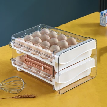 Buitinių Kiaušinių Laikymo Dėžutė Stalčių-Tipo, Šaldytuve Talpinimo Plastiko Šaldytuvas Anti-Drop EggBox Stovo Dvigubo Sluoksnio Kiaušinių Dėklas