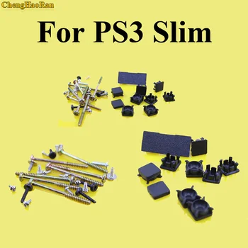 ChengHaoRan 1set Pilnas komplektas Juodo Plastiko PS3 Slim Konsolę, Varžtai Įsukami Guminės kojelės Dangtelį Nustatyti Varžtų Rinkinys, Remontas, dalys Pakeisti
