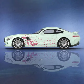 Cherry blossom Rožinė automobilių lipdukas pusėje grafika pakuotės vinilo modifikuotų automobilių dalys lipdukas užsakymą nuotrauką gėlių automobilio dažų lipdukas