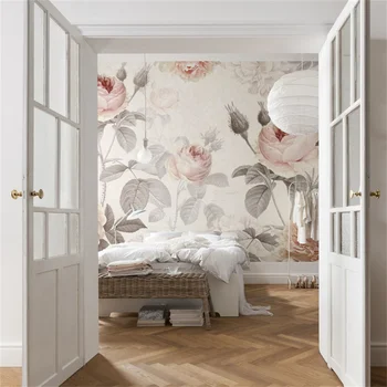 Custom Europos rožė gėlių tapetai, sienų danga rausvos spalvos, šiltas, didelis gėlių miegamojo tapetai kambarį dailės freskos fone