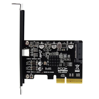 Darbalaukio Pcie X4 Tipo C USB3.2 Gen2x2 20Gbps Disko-Nemokamai Plėtra Riser Card ASM3242 Host Valdiklio plokštė