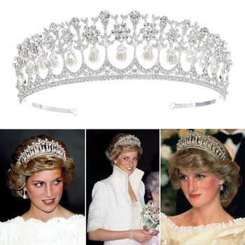 Derliaus Royal Pearl Vestuvių Karūnos Princesė Diana Tiara Nuotakos Plaukų Aksesuaras