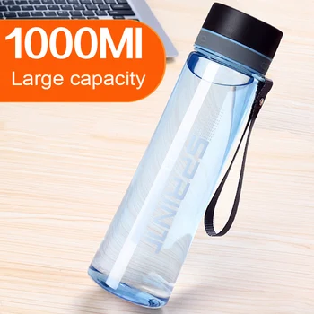 Didelė Talpa 1000ML Plastikinis Vandens Butelis Su Virve Nešiojamų Lauko Erdvėje Butelį, Pėsčiųjų, Kempingas, Kelionės Butelis Nemokamai BPA