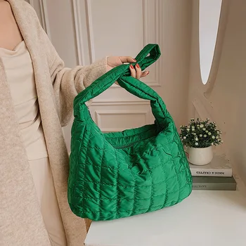 Didelės Talpos, Žalia Moterų Pirkinių Krepšys Aukštos Kokybės Medžiaga Pečių Krepšiai Moterų Naują Žiemos Stilius Ponios Maišelį Dizainerio Ranka Maišo