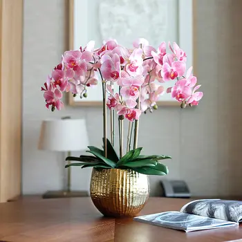 Dirbtiniais Didelis Orchidėja Susitarimo Aukso Turas Keramikos Drugelių Orchidėja, Vazos, Namų Puošimas Vestuvių Dekoratyvinis Dirbtinės Gėlės