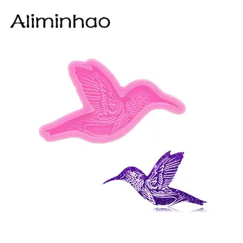 DY1288 Blizga Hummingbird Dervos, Silikono Keychain Pelėsių, Paukščių Pelėsių Amatų Epoksidine derva Meno 